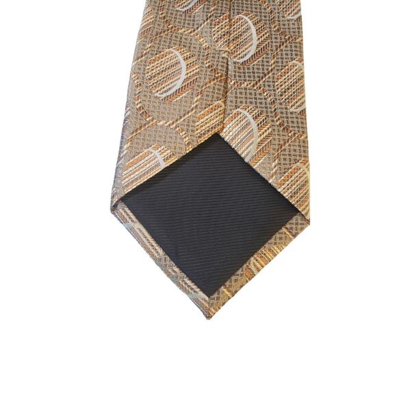Philippe Ertu Mens Neck Tie 100% Silk Tan Gold Abstract Japan Designer Wedding - Picture 7 of 13